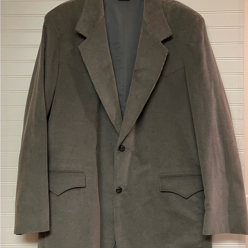 Pioneer Wear Blazer Sport Coat Mens 48L Gray Corduroy Western Rockabilly Vintage